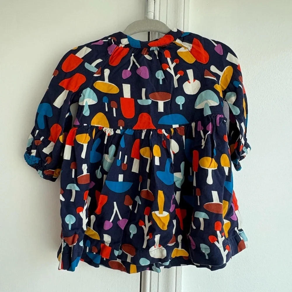 Hanna Andersson baby girl’s long sleeve skater mushroom print dress 3-6 month